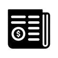 News, financial, information, finance icon. Black vector graphics