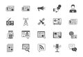 News flat icons. Vector illustration included icon as newspaper, mass media, journalist, fake, television broadcasting