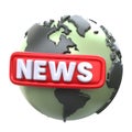 News Globe 3D Icon Illustration Royalty Free Stock Photo