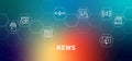 News gradients article updates information header reportage newspaper fact data analysis content design with icons