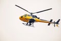 News helicopter in flight Royalty Free Stock Photo