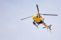 News helicopter in flight Royalty Free Stock Photo