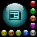 News icons in color illuminated glass buttons Royalty Free Stock Photo