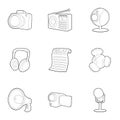 News icons set, outline style Royalty Free Stock Photo