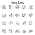 News icons set in thin line style