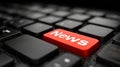 News keyboard computer technology communication internet information concept red key online media digital breaking update Royalty Free Stock Photo