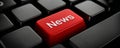 News keyboard red button online media communication technology journalism internet computer key headline information alert update Royalty Free Stock Photo