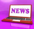 News Laptop Showing Media Newspapers And Headlines Online