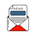 News Letter icon with Outline Filled Style Royalty Free Stock Photo