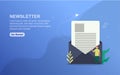 News letter landing page template. Flat design concept of web page design for website