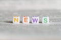 News letters text word on defocused newspaper abstract media macro background