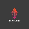 News Light Abstract Vector Sign, Symbol or Logo Template. Traditional Retro Street Lamp or Lantern Silhouette with