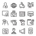 News & mass media icon set in line style