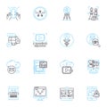 News media linear icons set. Journalism, Broadcasting, Headlines, Reporting, Press, Media, Anchor line vector and