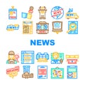 news media screen business icons set vector Royalty Free Stock Photo