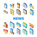 news media screen business icons set vector Royalty Free Stock Photo