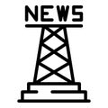 News metal tower icon, outline style