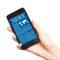 News on mobile phone, smart phone. Royalty Free Stock Photo