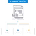 news, newsletter, newspaper, media, paper Business Flow Chart Design with 3 Steps. Line Icon For Presentation Background Template Royalty Free Stock Photo