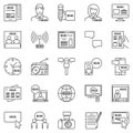 News outline icons set - vector collection of media line symbols Royalty Free Stock Photo