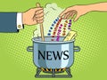 News production metaphor pop art vector