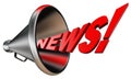 News red word and metal bullhorn