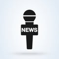 News, reporter microphone. Simple vector modern icon design illustration Royalty Free Stock Photo