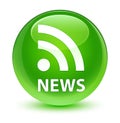 News (RSS icon) glassy green round button Royalty Free Stock Photo