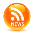 News (RSS icon) glassy orange round button Royalty Free Stock Photo