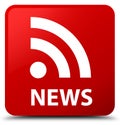 News (RSS icon) red square button Royalty Free Stock Photo