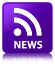News (RSS icon) purple square button Royalty Free Stock Photo