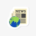 News sticker icon world globe symbol
