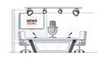 News Studio Desk with Microphone and Chairs Royalty Free Stock Photo