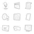 News subscription icons set, outline style Royalty Free Stock Photo