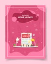 news update concept people around ui video playlist speaker message for template of banners, flyer, books cover, magazines with