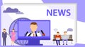 News vector illustration. The concept of news, interview. Flat tiny TV and newsletter read persons concept. Business service to Royalty Free Stock Photo