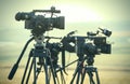 News LIVE transmission video cameras Royalty Free Stock Photo