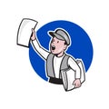 Newsboy Selling Newspaper Circle Cartoon