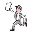 Newsboy Selling Newspaper Isolated Cartoon