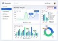 Newsletter analytics dashboard featuring various visualizations. The top section displays email Royalty Free Stock Photo