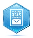 Newsletter document page icon crystal blue hexagon button