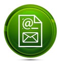 Newsletter document page icon glassy green round button illustration Royalty Free Stock Photo