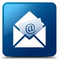 Newsletter email icon blue square button