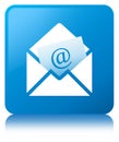 Newsletter email icon cyan blue square button Royalty Free Stock Photo