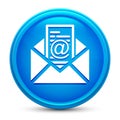 Newsletter email icon glass shiny blue round button isolated design vector illustration Royalty Free Stock Photo