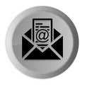Newsletter email icon metal silver round button metallic design circle isolated on white background black and white concept Royalty Free Stock Photo