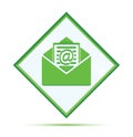 Newsletter email icon modern abstract green diamond button Royalty Free Stock Photo