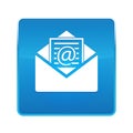 Newsletter email icon shiny blue square button Royalty Free Stock Photo