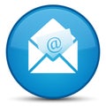 Newsletter email icon special cyan blue round button Royalty Free Stock Photo