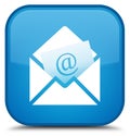 Newsletter email icon special cyan blue square button Royalty Free Stock Photo